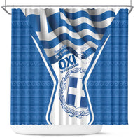 Greece Ohi Day Shower Curtain Hellas Coat Of Arms Greek Pattern - Wonder Print Shop