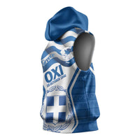 Greece Ohi Day Sleeveless Hoodie Hellas Coat Of Arms Greek Pattern - Wonder Print Shop