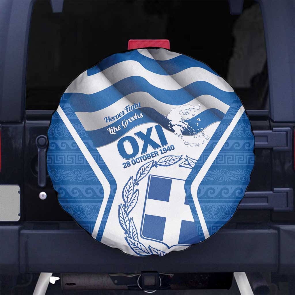 Greece Ohi Day Spare Tire Cover Hellas Coat Of Arms Greek Pattern - Wonder Print Shop