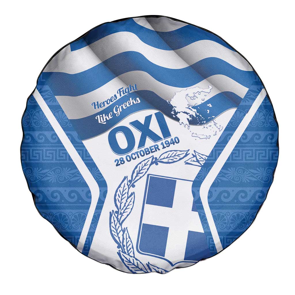 Greece Ohi Day Spare Tire Cover Hellas Coat Of Arms Greek Pattern - Wonder Print Shop