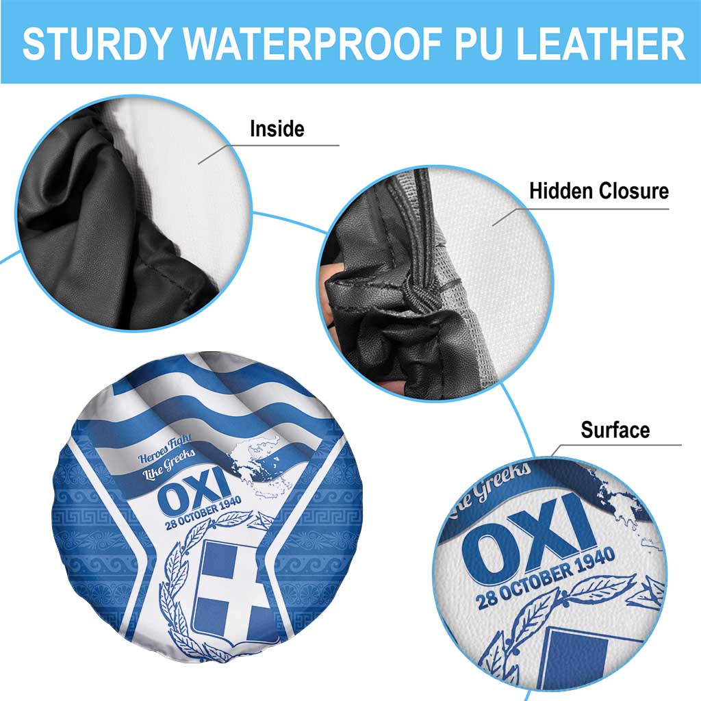 Greece Ohi Day Spare Tire Cover Hellas Coat Of Arms Greek Pattern - Wonder Print Shop