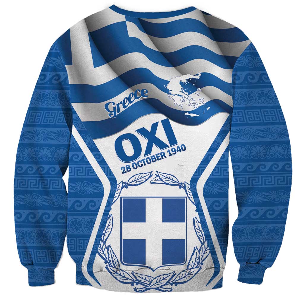 Greece Ohi Day Sweatshirt Hellas Coat Of Arms Greek Pattern - Wonder Print Shop