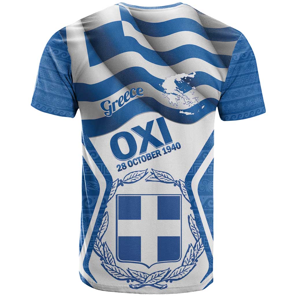 Greece Ohi Day T Shirt Hellas Coat Of Arms Greek Pattern - Wonder Print Shop