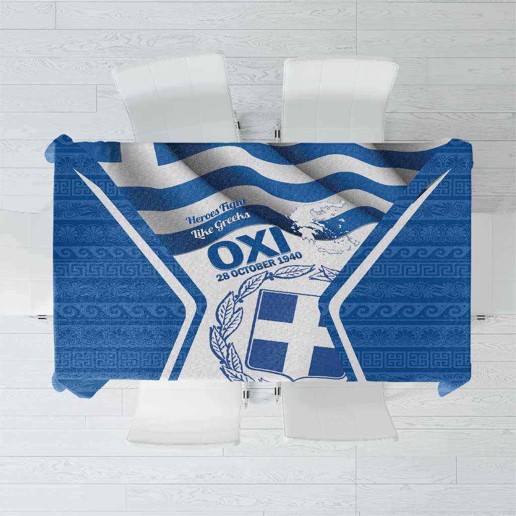 Greece Ohi Day Tablecloth Hellas Coat Of Arms Greek Pattern - Wonder Print Shop