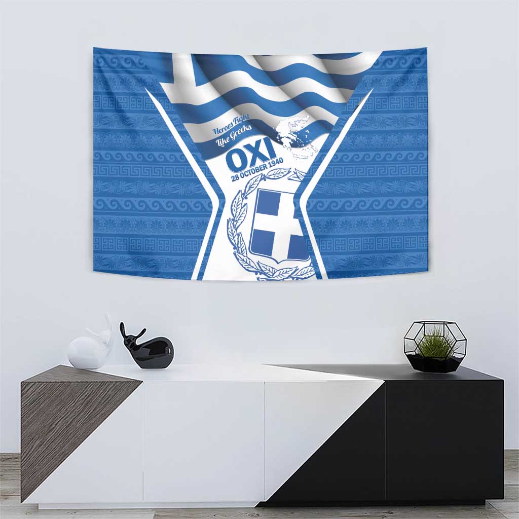 Greece Ohi Day Tapestry Hellas Coat Of Arms Greek Pattern - Wonder Print Shop