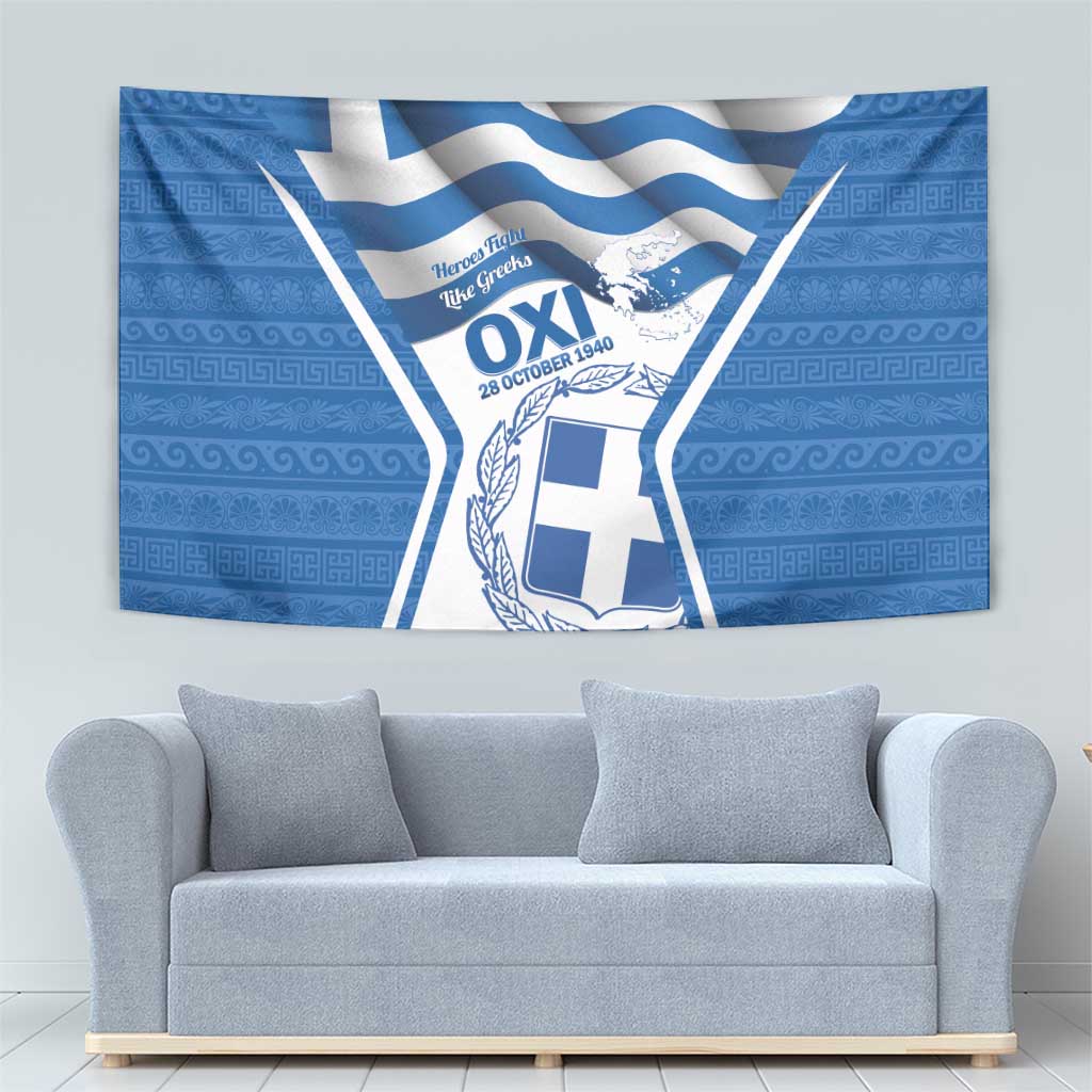 Greece Ohi Day Tapestry Hellas Coat Of Arms Greek Pattern - Wonder Print Shop