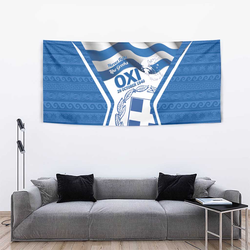 Greece Ohi Day Tapestry Hellas Coat Of Arms Greek Pattern - Wonder Print Shop