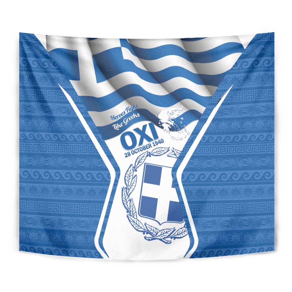 Greece Ohi Day Tapestry Hellas Coat Of Arms Greek Pattern - Wonder Print Shop