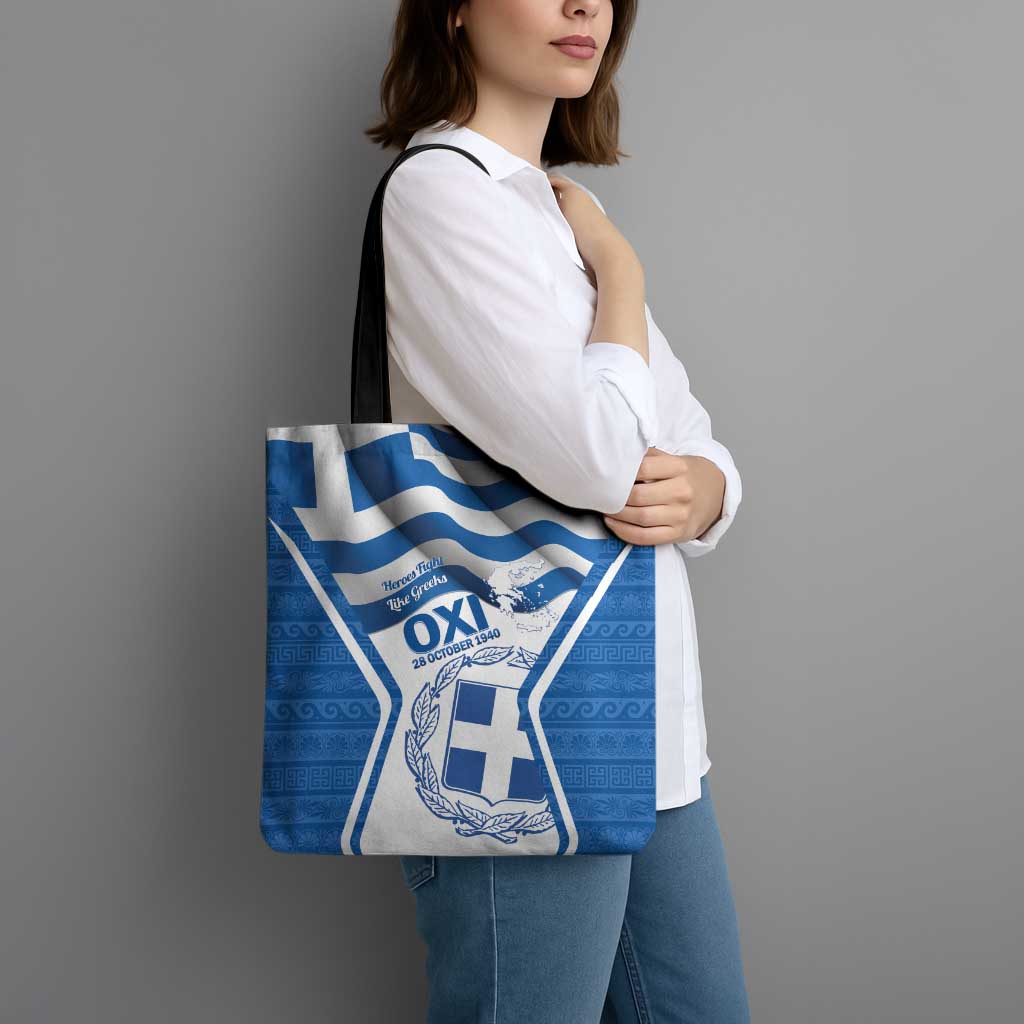 Greece Ohi Day Tote Bag Hellas Coat Of Arms Greek Pattern - Wonder Print Shop