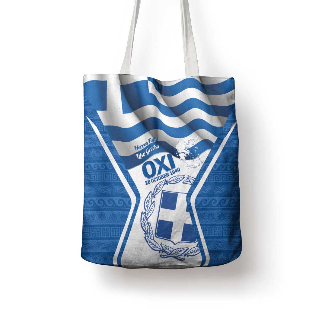 Greece Ohi Day Tote Bag Hellas Coat Of Arms Greek Pattern - Wonder Print Shop