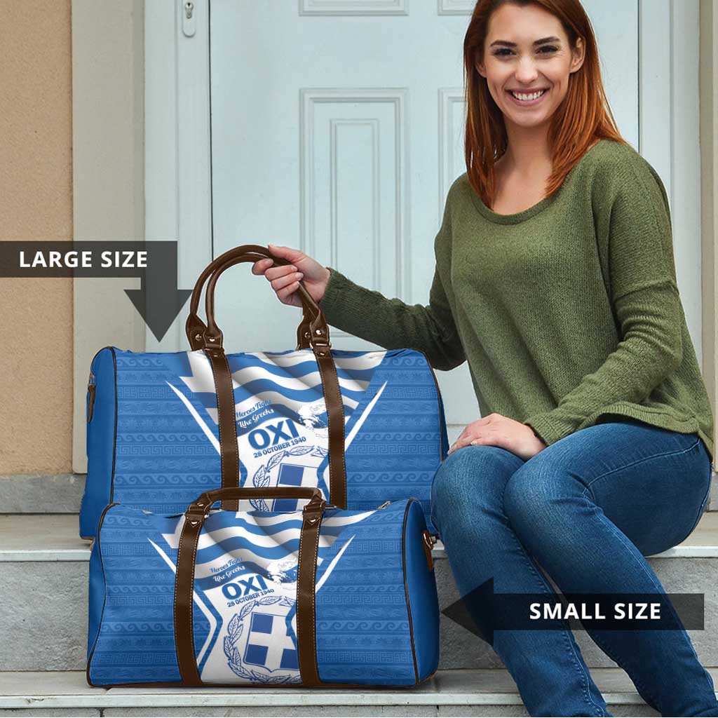 Greece Ohi Day Travel Bag Hellas Coat Of Arms Greek Pattern - Wonder Print Shop
