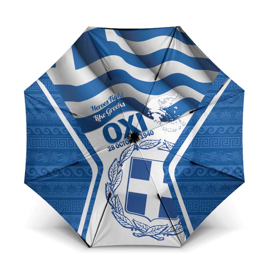 Greece Ohi Day Umbrella Hellas Coat Of Arms Greek Pattern - Wonder Print Shop