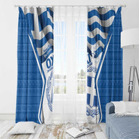 Greece Ohi Day Window Curtain Hellas Coat Of Arms Greek Pattern - Wonder Print Shop