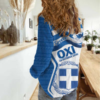 Greece Ohi Day Women Casual Shirt Hellas Coat Of Arms Greek Pattern - Wonder Print Shop