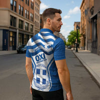 Greece Ohi Day Zipper Polo Shirt Hellas Coat Of Arms Greek Pattern - Wonder Print Shop