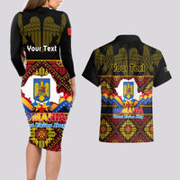 Personalised Romania Great Union Day Couples Matching Long Sleeve Bodycon Dress and Hawaiian Shirt Ziua Marii Uniri 105th Anniversary - Wonder Print Shop