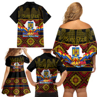 Personalised Romania Great Union Day Family Matching Off Shoulder Short Dress and Hawaiian Shirt Ziua Marii Uniri 105th Anniversary - Wonder Print Shop