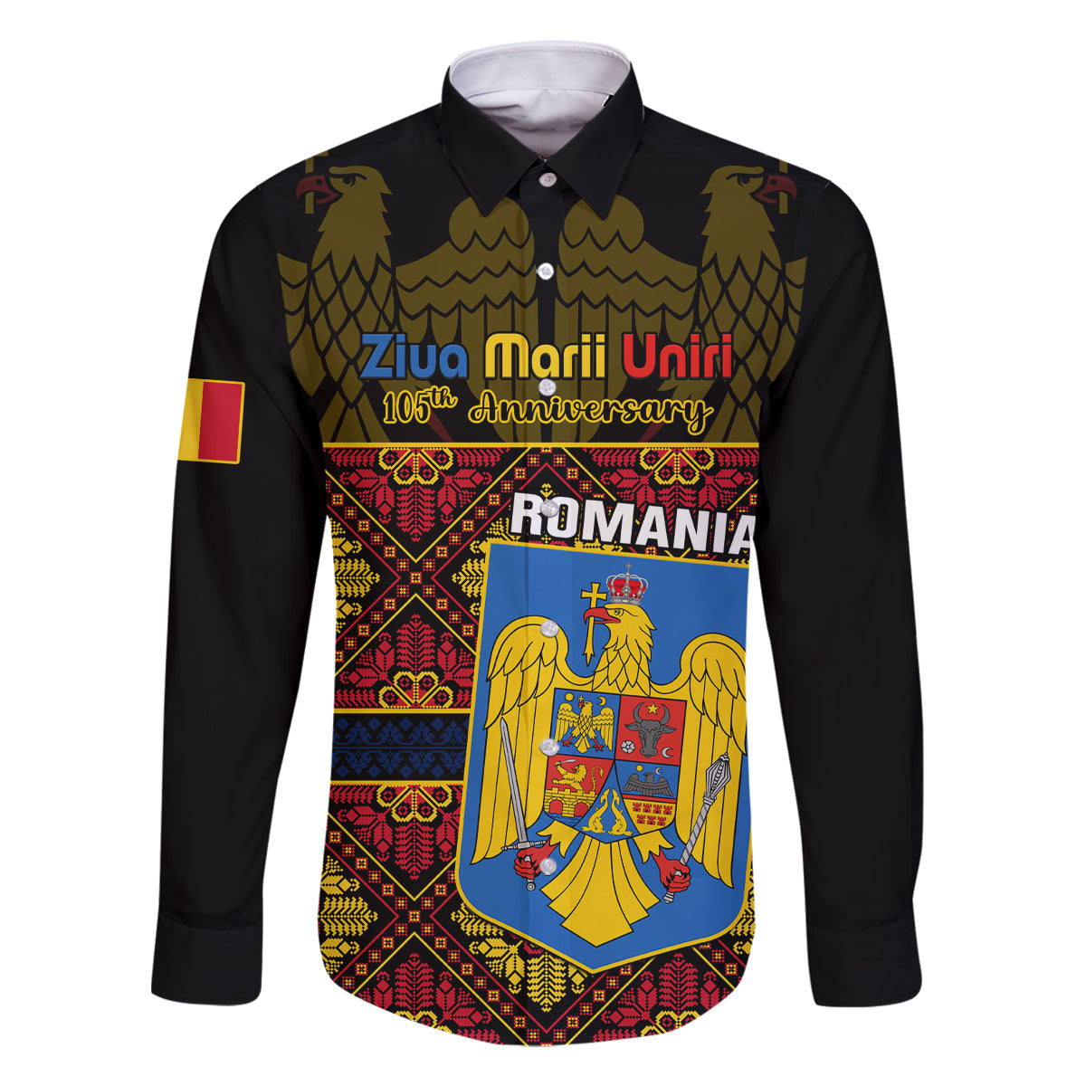 Personalised Romania Great Union Day Family Matching Off Shoulder Short Dress and Hawaiian Shirt Ziua Marii Uniri 105th Anniversary - Wonder Print Shop