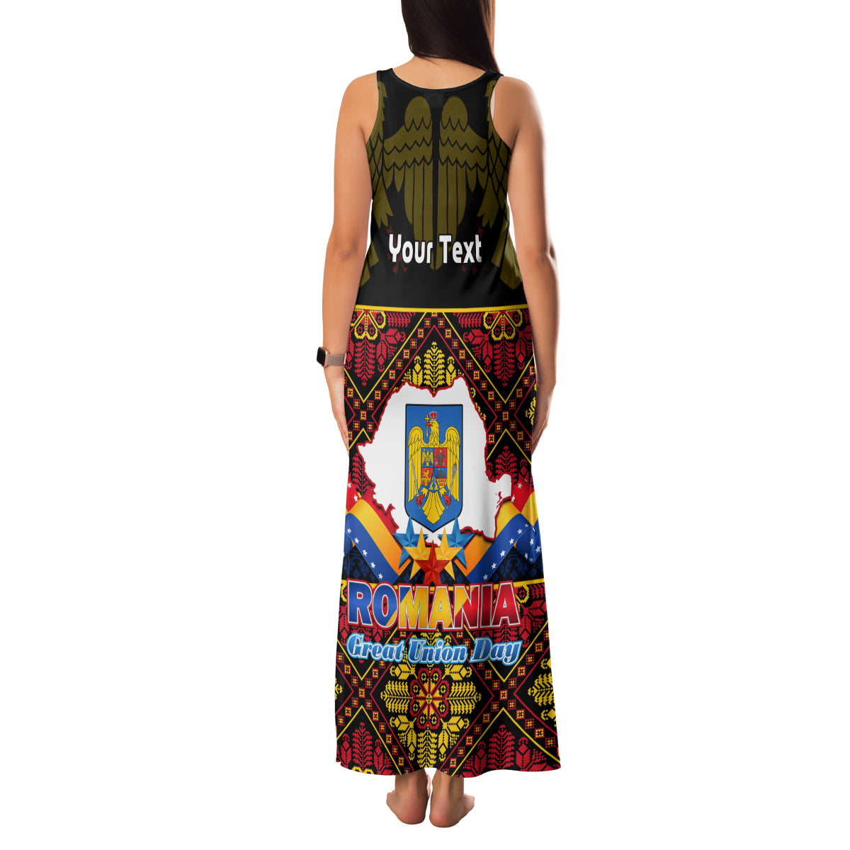 Personalised Romania Great Union Day Family Matching Tank Maxi Dress and Hawaiian Shirt Ziua Marii Uniri 105th Anniversary - Wonder Print Shop