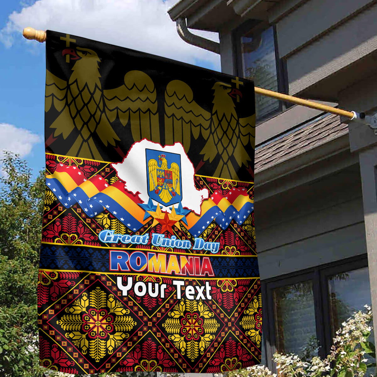 Personalised Romania Great Union Day Garden Flag Ziua Marii Uniri 105th Anniversary - Wonder Print Shop