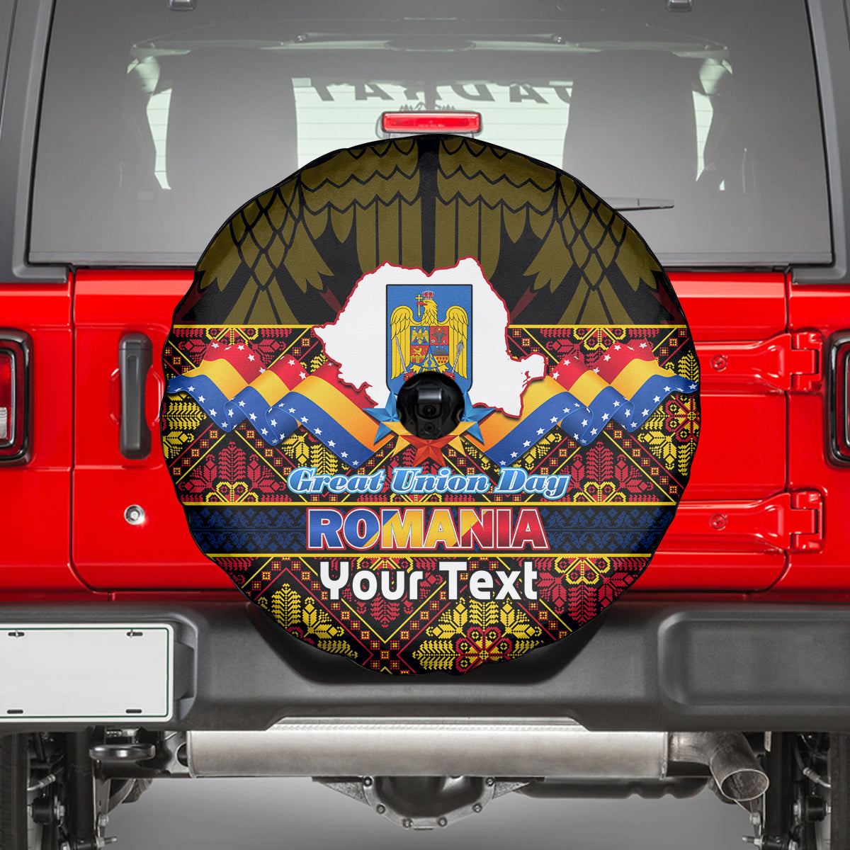 Personalised Romania Great Union Day Spare Tire Cover Ziua Marii Uniri 105th Anniversary - Wonder Print Shop