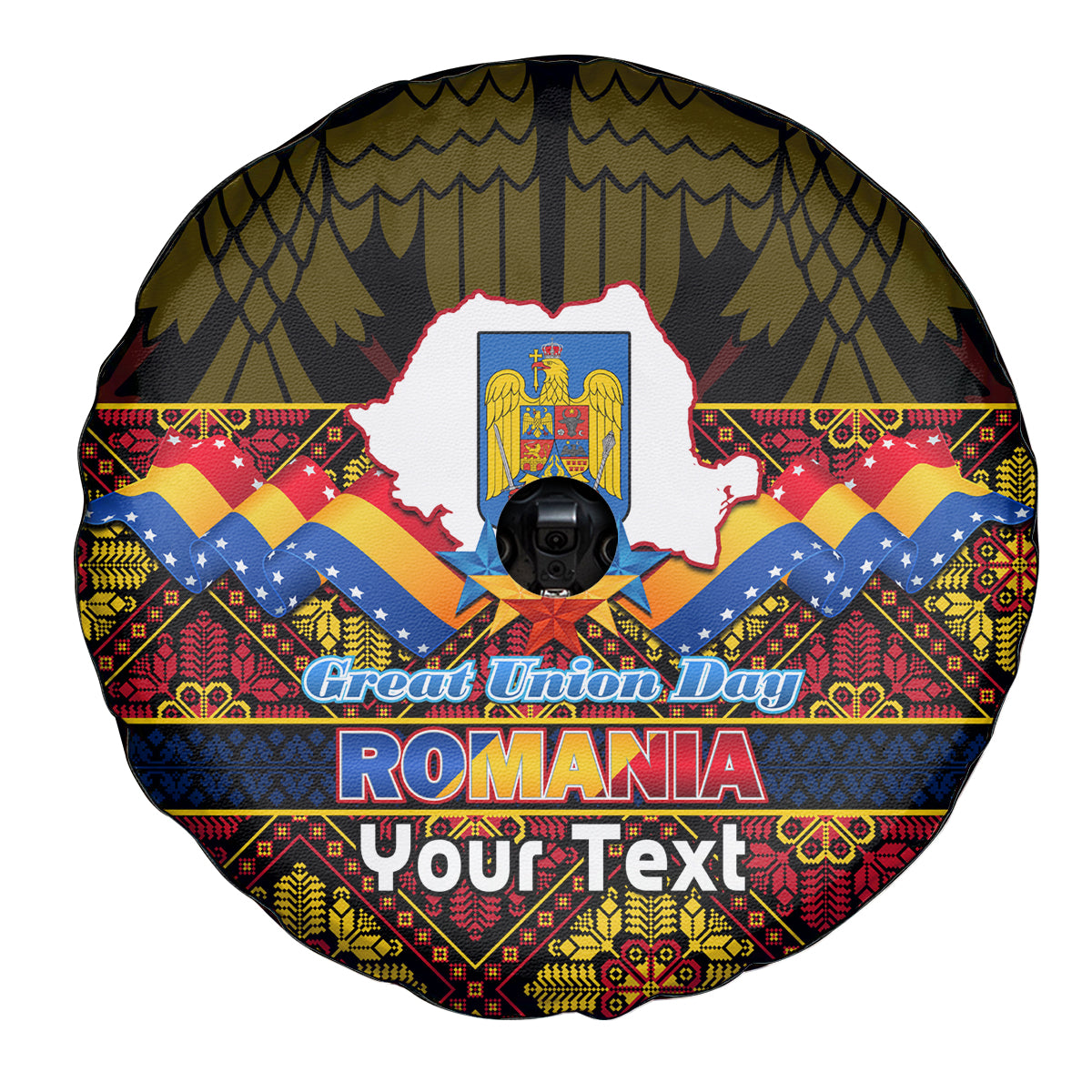 Personalised Romania Great Union Day Spare Tire Cover Ziua Marii Uniri 105th Anniversary - Wonder Print Shop