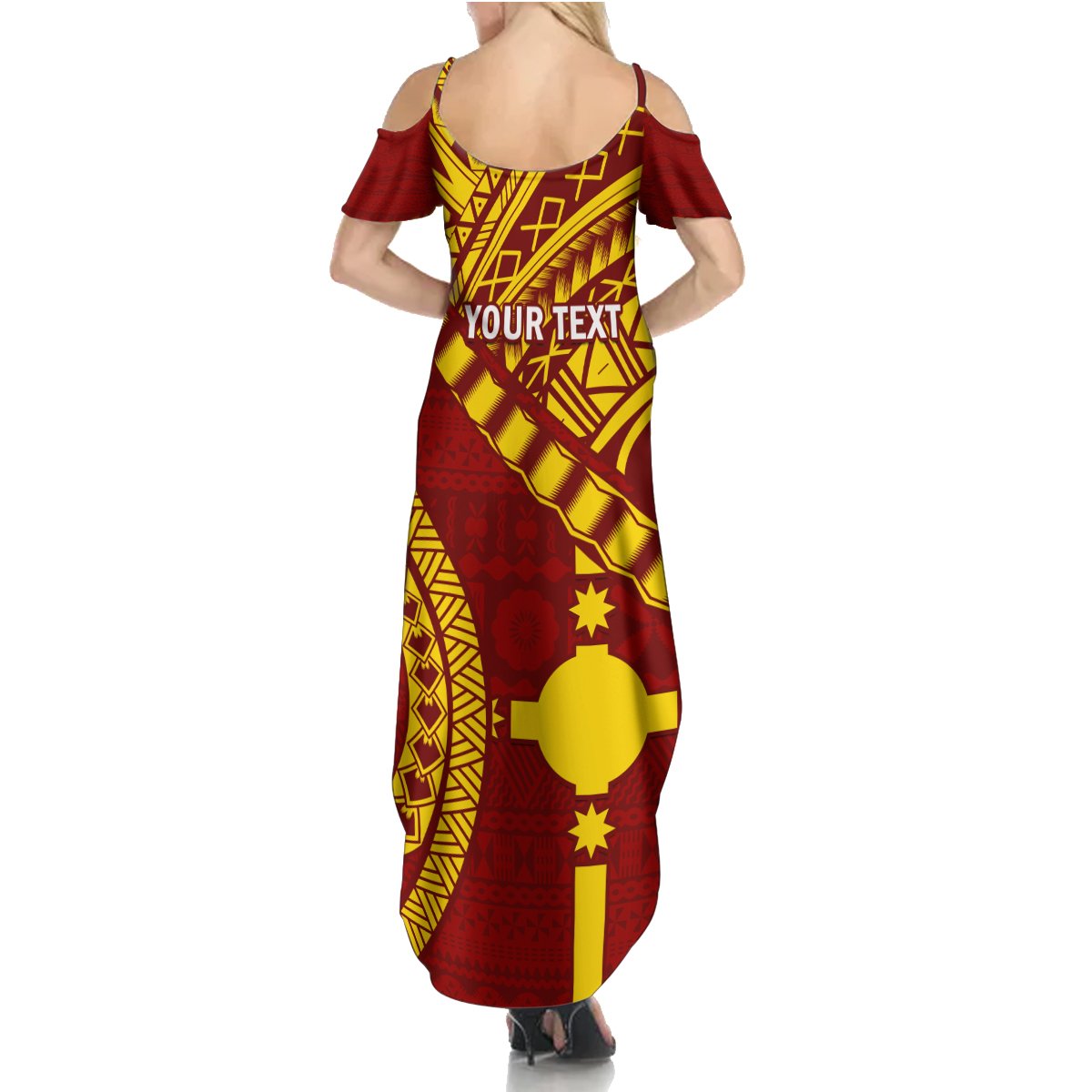 Personalised Fiji Rotuma Summer Maxi Dress Fijian Tapa Pattern - Wonder Print Shop