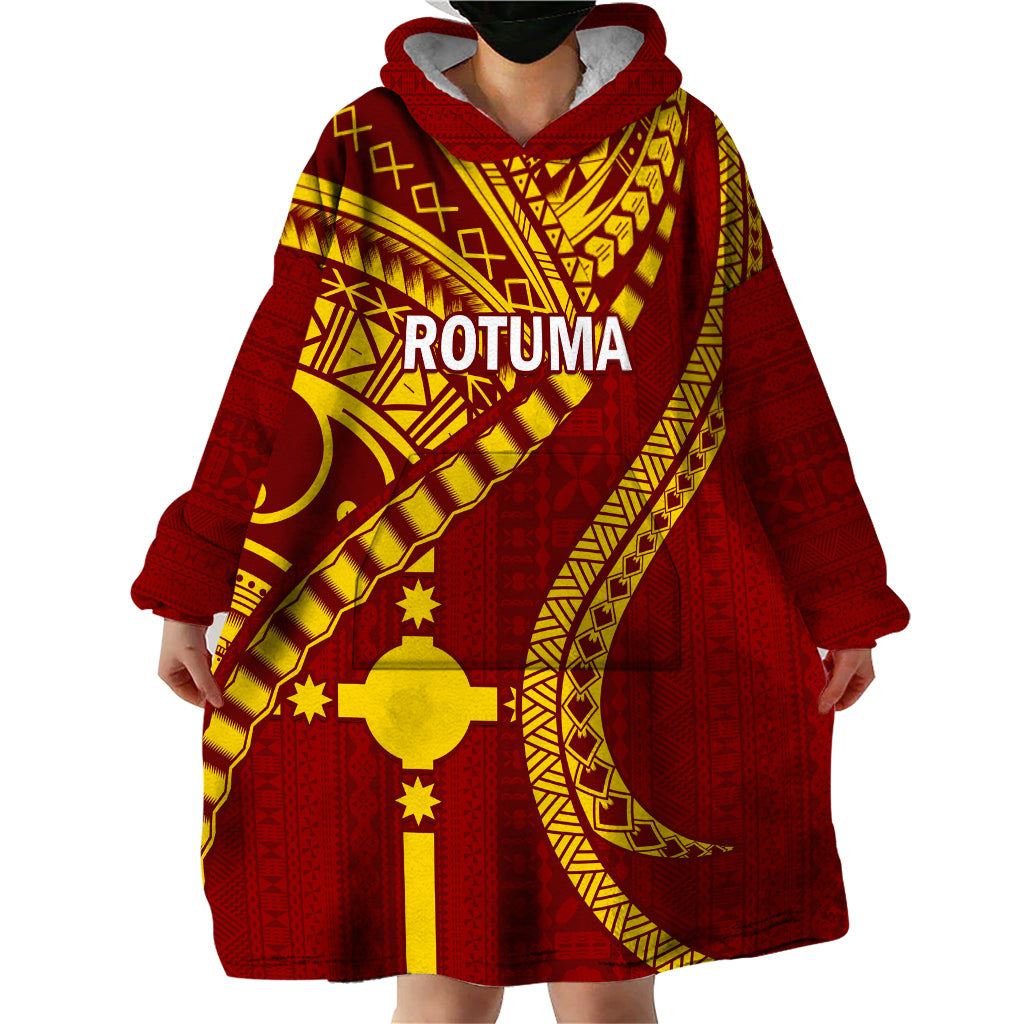 Personalised Fiji Rotuma Wearable Blanket Hoodie Fijian Tapa Pattern - Wonder Print Shop