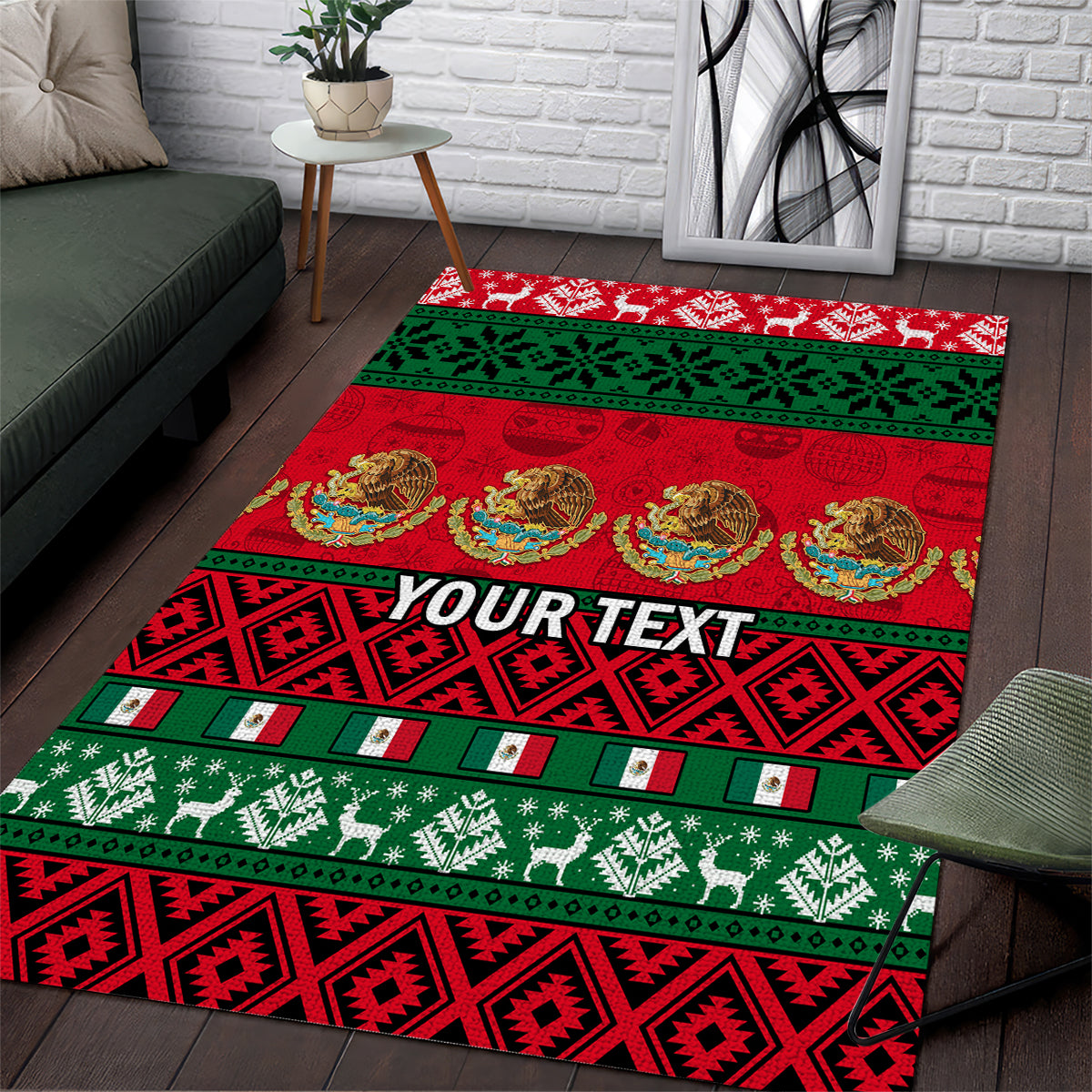 Personalised Mexico Christmas Area Rug Feliz Navidad Mexican Pattern - Wonder Print Shop