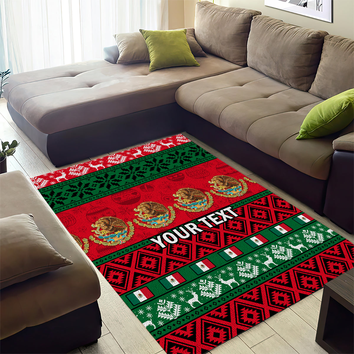 Personalised Mexico Christmas Area Rug Feliz Navidad Mexican Pattern - Wonder Print Shop