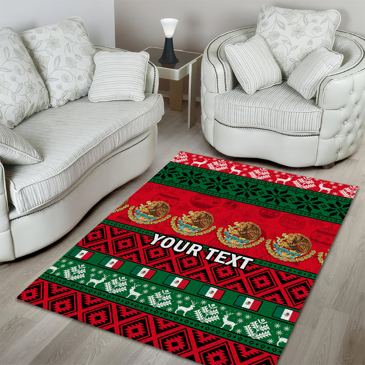 Personalised Mexico Christmas Area Rug Feliz Navidad Mexican Pattern - Wonder Print Shop