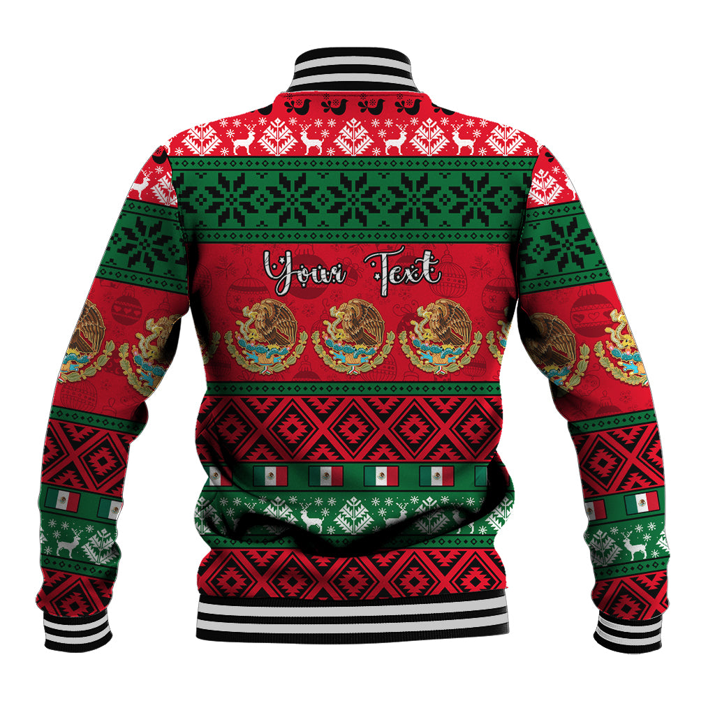 Personalised Mexico Christmas Baseball Jacket Feliz Navidad Mexican Pattern - Wonder Print Shop