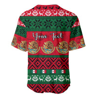 Personalised Mexico Christmas Baseball Jersey Feliz Navidad Mexican Pattern - Wonder Print Shop