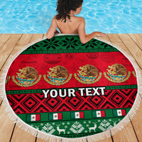 Personalised Mexico Christmas Beach Blanket Feliz Navidad Mexican Pattern - Wonder Print Shop