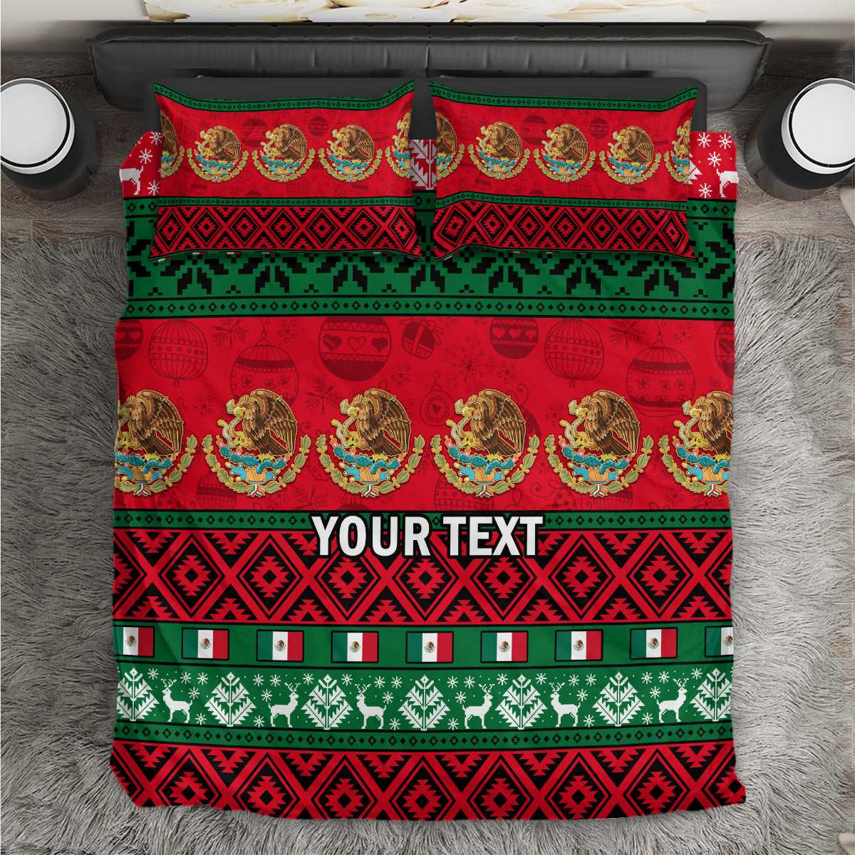 Personalised Mexico Christmas Bedding Set Feliz Navidad Mexican Pattern - Wonder Print Shop