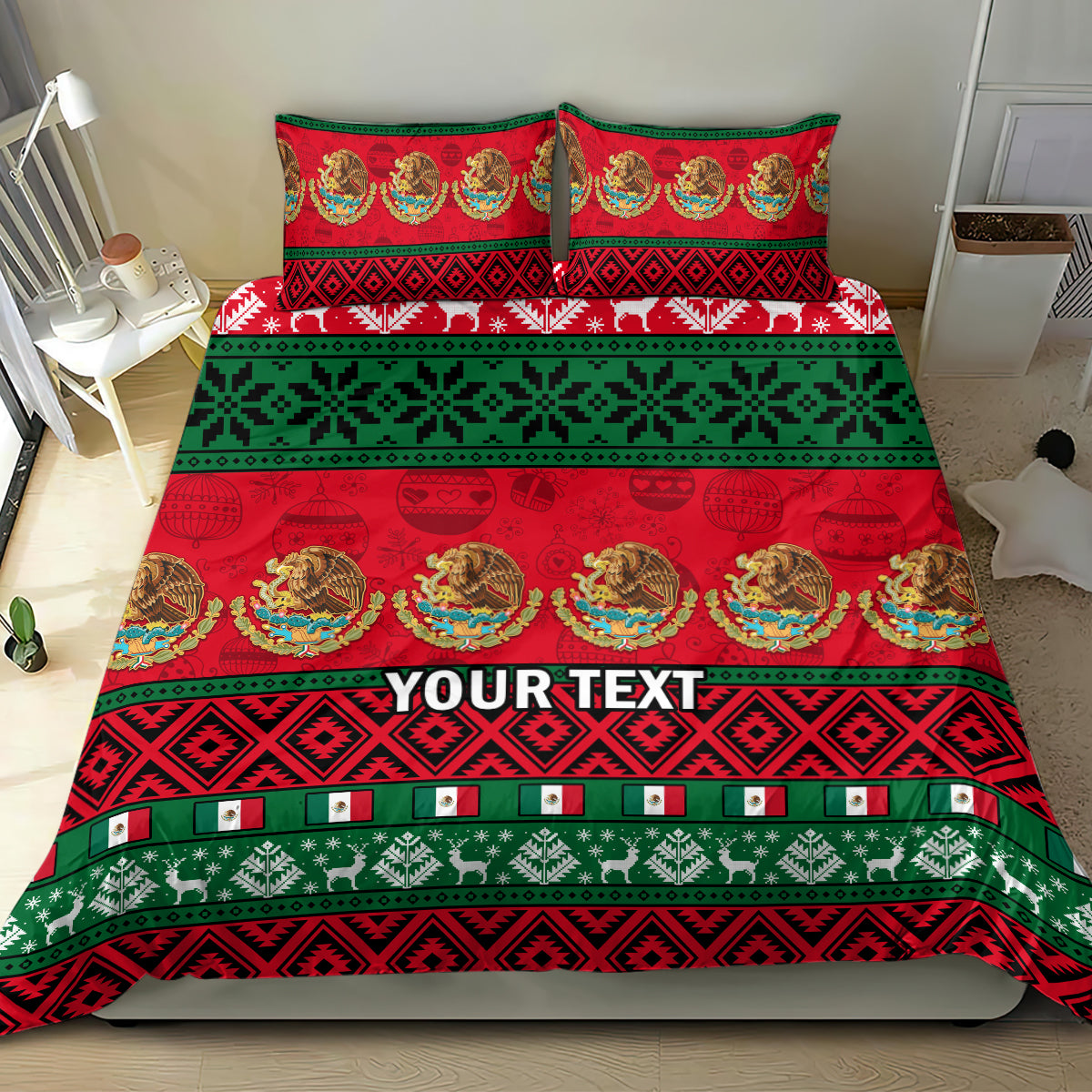 Personalised Mexico Christmas Bedding Set Feliz Navidad Mexican Pattern - Wonder Print Shop
