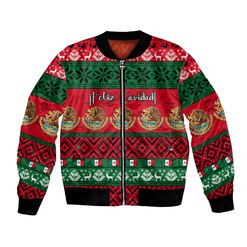 Personalised Mexico Christmas Bomber Jacket Feliz Navidad Mexican Pattern - Wonder Print Shop