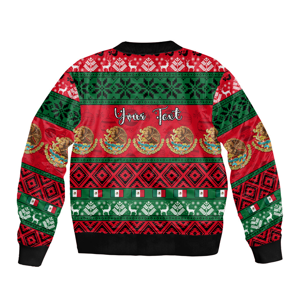 Personalised Mexico Christmas Bomber Jacket Feliz Navidad Mexican Pattern - Wonder Print Shop