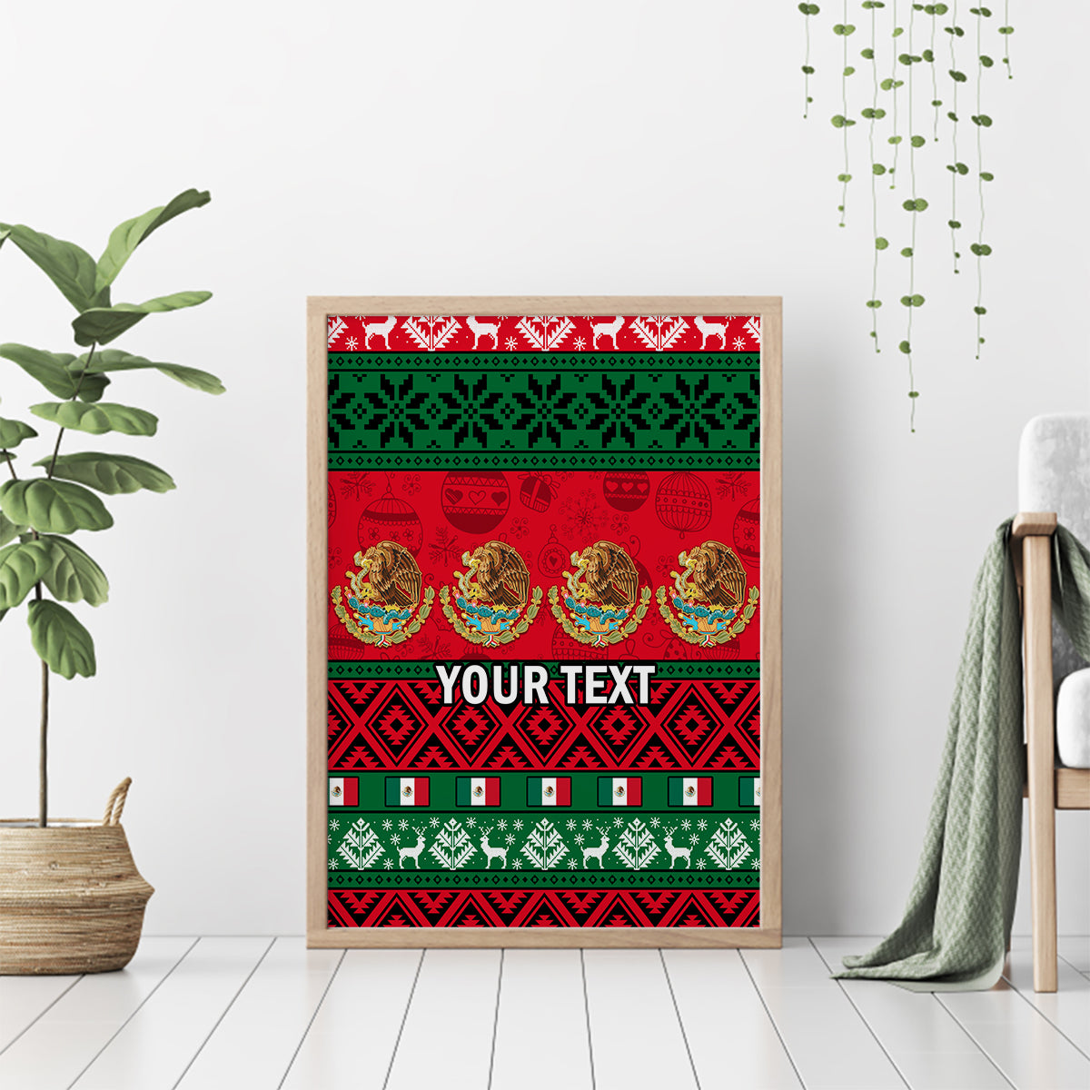Personalised Mexico Christmas Canvas Wall Art Feliz Navidad Mexican Pattern - Wonder Print Shop