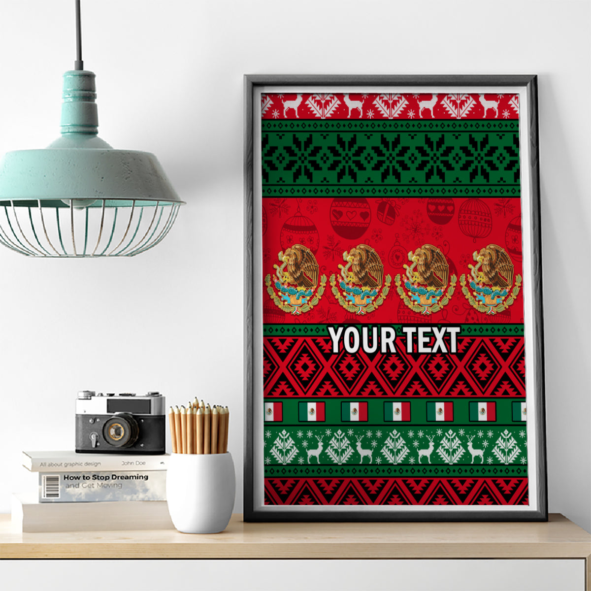Personalised Mexico Christmas Canvas Wall Art Feliz Navidad Mexican Pattern - Wonder Print Shop