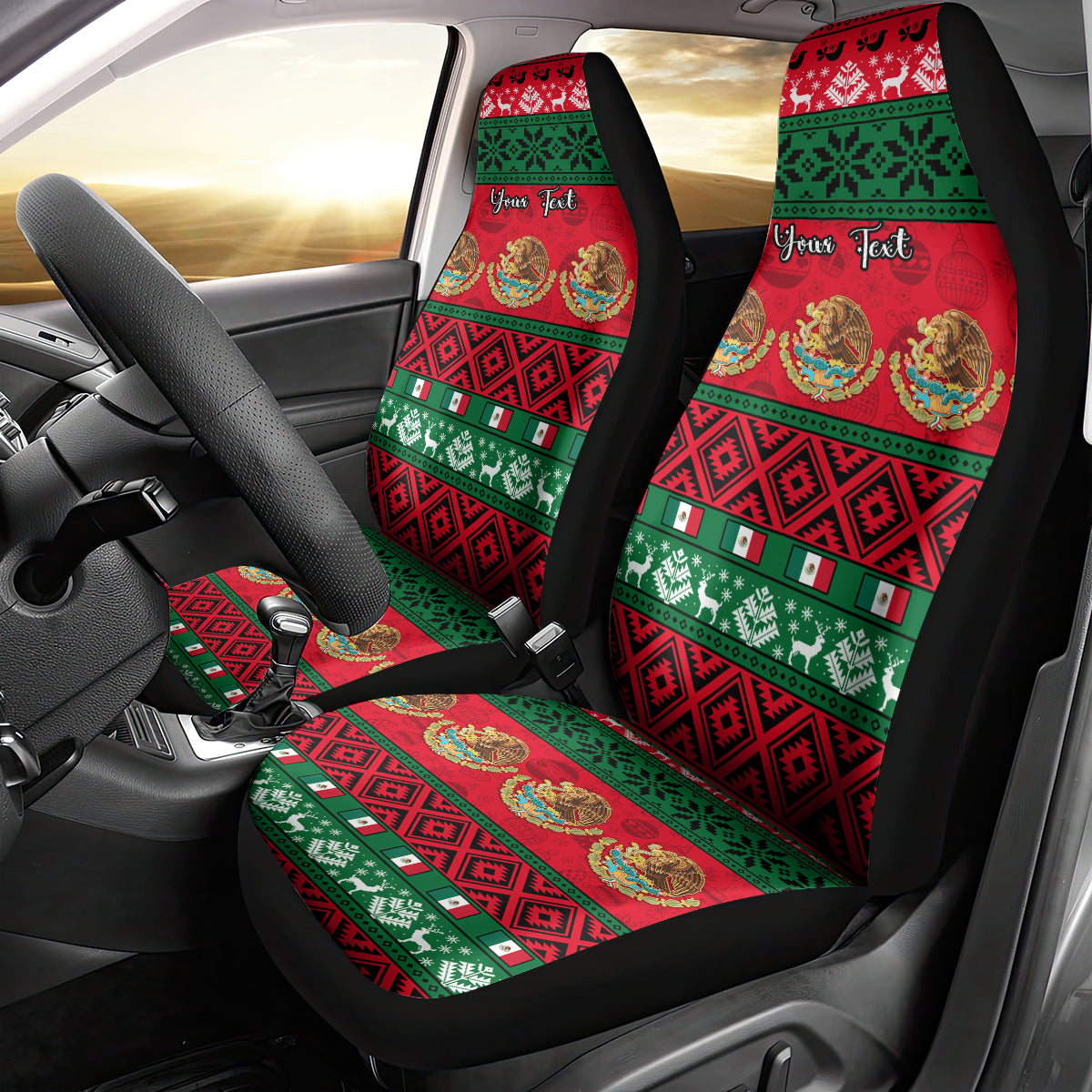 Personalised Mexico Christmas Car Seat Cover Feliz Navidad Mexican Pattern - Wonder Print Shop