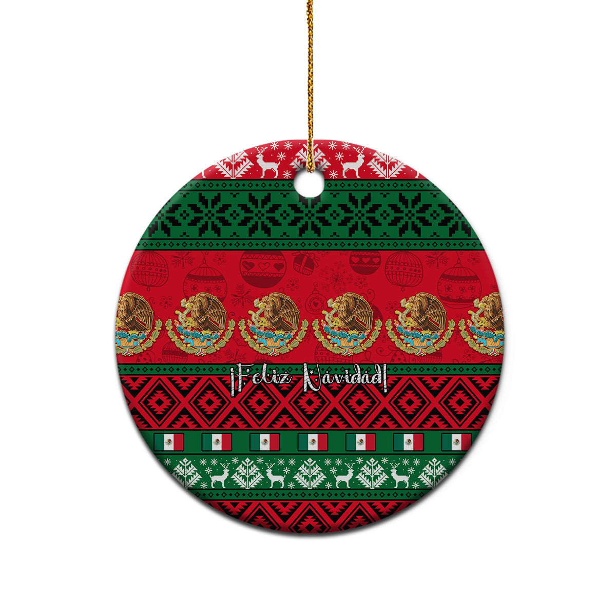 Personalised Mexico Christmas Ceramic Ornament Feliz Navidad Mexican Pattern - Wonder Print Shop