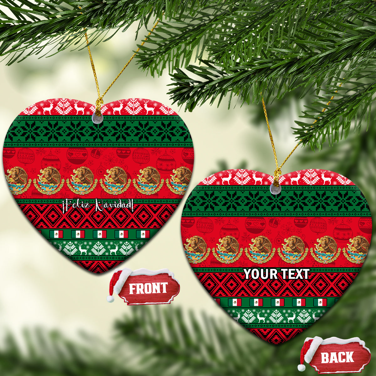Personalised Mexico Christmas Ceramic Ornament Feliz Navidad Mexican Pattern - Wonder Print Shop