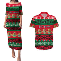 Personalised Mexico Christmas Couples Matching Puletasi Dress and Hawaiian Shirt Feliz Navidad Mexican Pattern - Wonder Print Shop