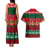 Personalised Mexico Christmas Couples Matching Tank Maxi Dress and Hawaiian Shirt Feliz Navidad Mexican Pattern - Wonder Print Shop