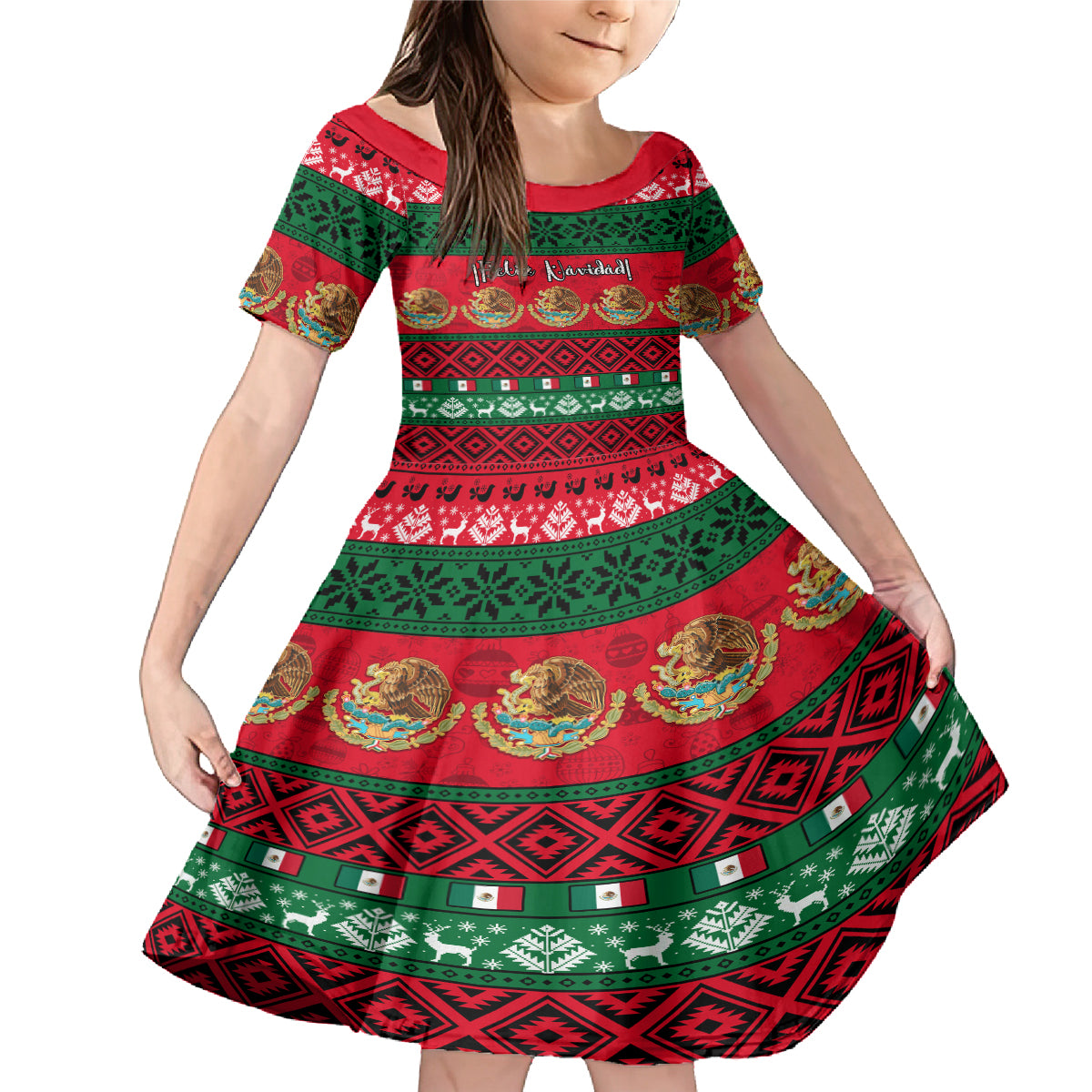 Personalised Mexico Christmas Family Matching Mermaid Dress and Hawaiian Shirt Feliz Navidad Mexican Pattern - Wonder Print Shop