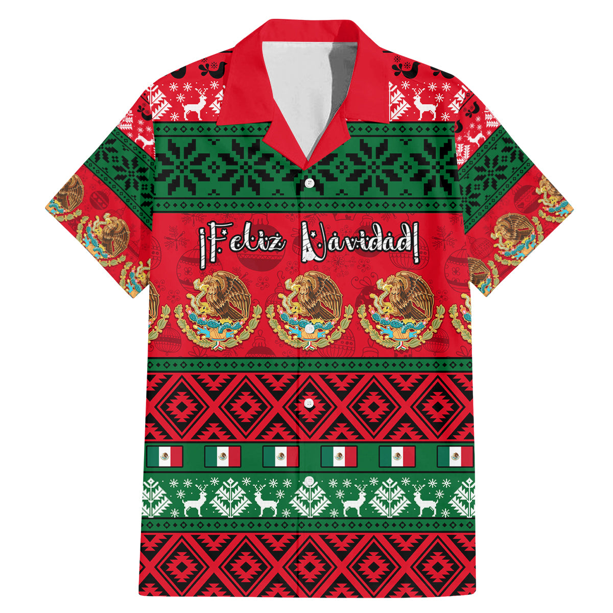 Personalised Mexico Christmas Family Matching Mermaid Dress and Hawaiian Shirt Feliz Navidad Mexican Pattern - Wonder Print Shop