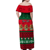 Personalised Mexico Christmas Family Matching Off Shoulder Maxi Dress and Hawaiian Shirt Feliz Navidad Mexican Pattern - Wonder Print Shop