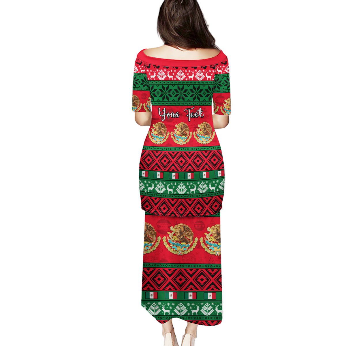 Personalised Mexico Christmas Family Matching Puletasi Dress and Hawaiian Shirt Feliz Navidad Mexican Pattern - Wonder Print Shop