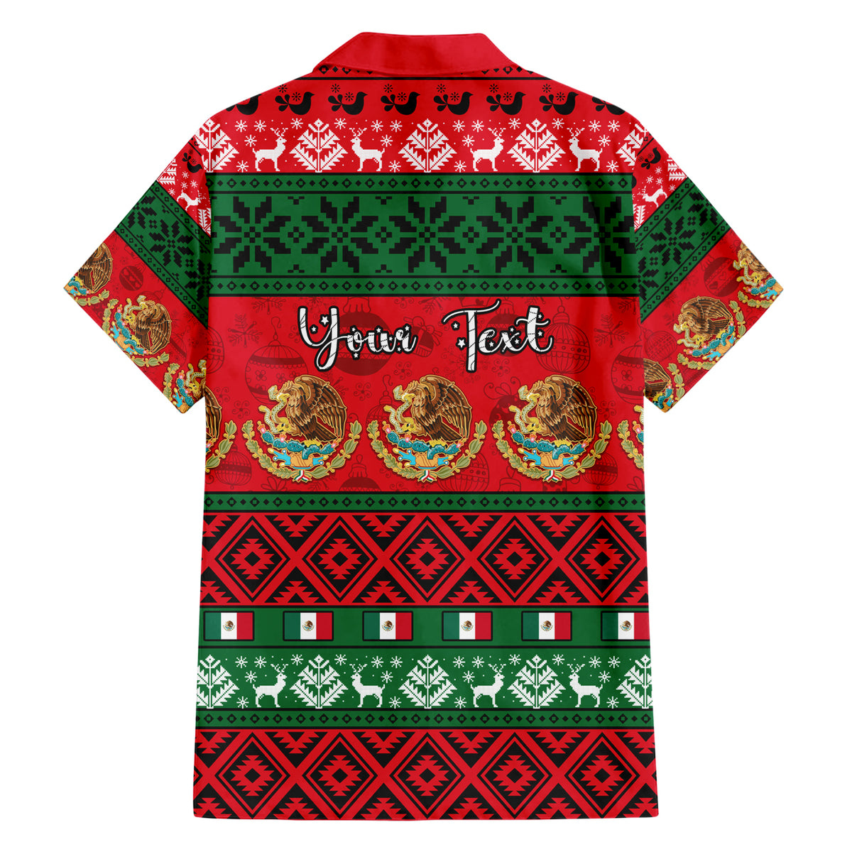 Personalised Mexico Christmas Family Matching Short Sleeve Bodycon Dress and Hawaiian Shirt Feliz Navidad Mexican Pattern - Wonder Print Shop